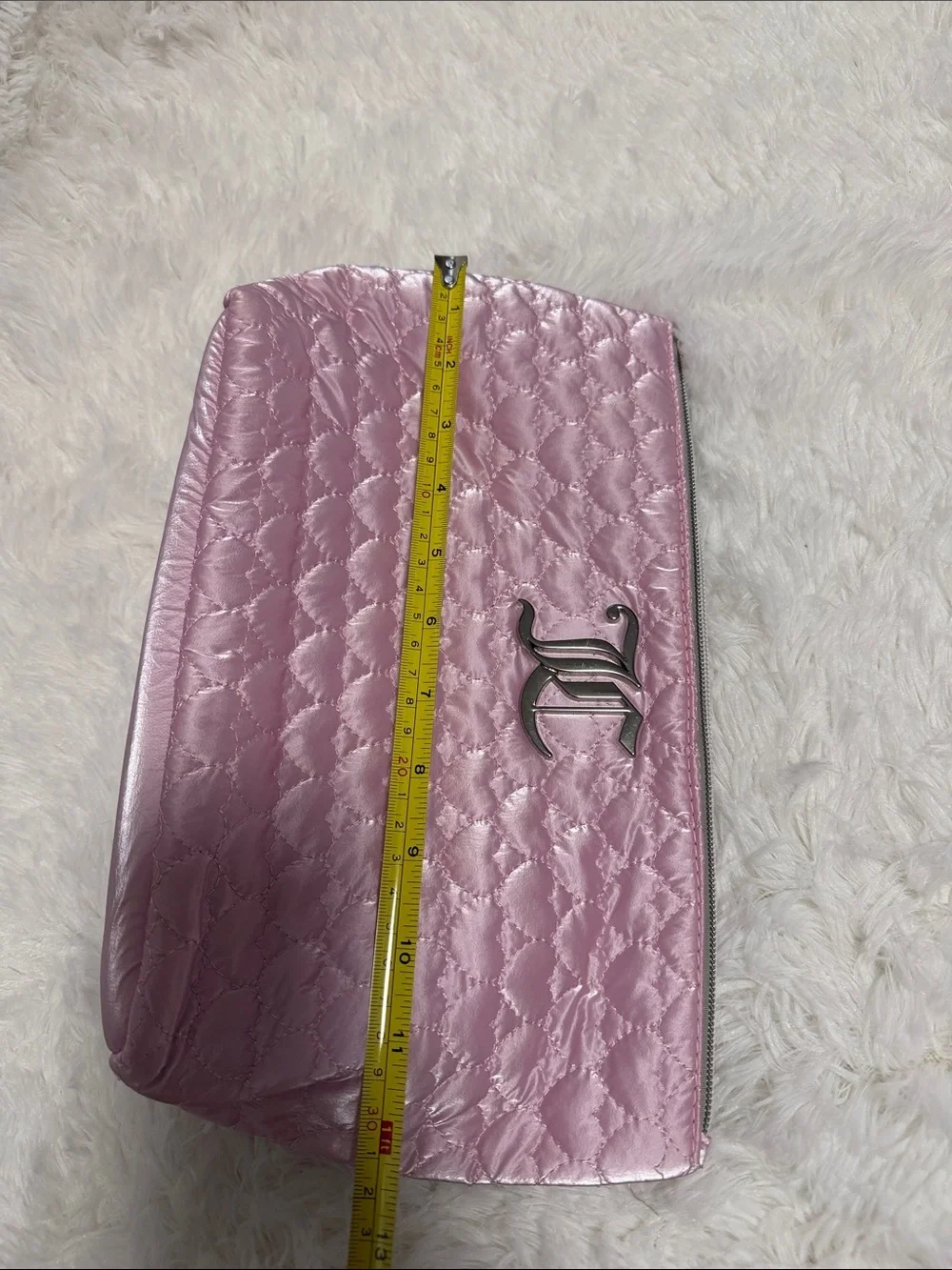 Juicy Couture Metallic Pink Quilted Cosmetic Bag with Logo